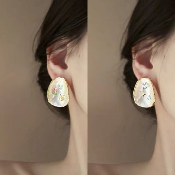 Daiiibabyyy  Fashion Flower Paved Shell Fashion Earrings For Women 2025 New Creative Pendientes